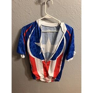 Performance Mens Red White Blue 3/4 Zip USA‎ Cycling Jersey Shirt Size Medium